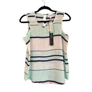 Olive & Oak Stitch Fix Ganesa Womens Medium Sleeveless Green Striped Blouse NWT
